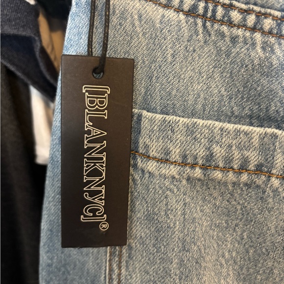 Blank NYC Blue Wide-Leg Distressed Jeans - Picture 3 of 4